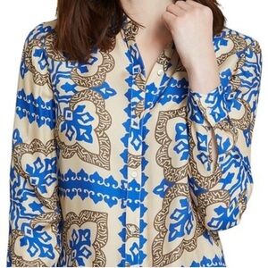 J. McLaughlin Lois silk blend button down blouse in Pinwheel Patch